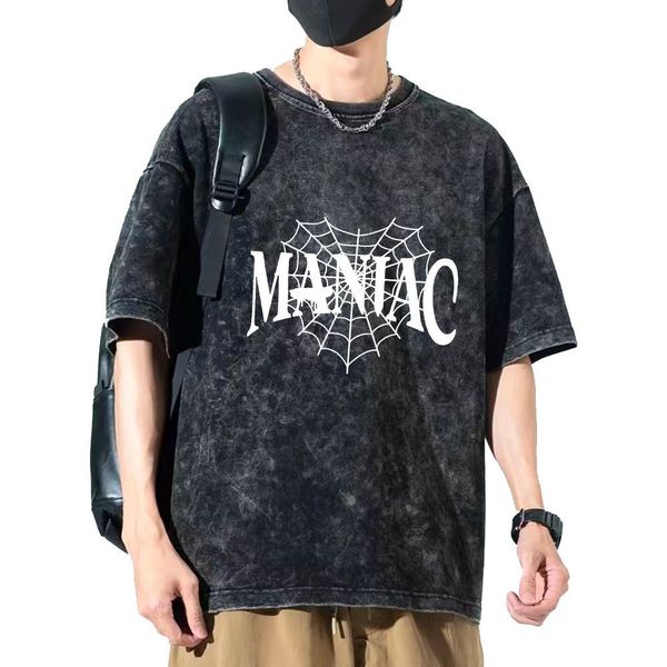 T-shirt da donna Stray Kids MANIC Concert Distressed T-Shirt Summer Spider Web Stampata a maniche corte T-shirt Idos Abbigliamento Kpop Fashion Harajuku Shirt 230724