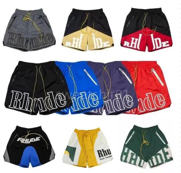 Designer Uomo Rh Limited Rhude Pantaloncini Summer Swim Corto al ginocchio Hip Hop High Street Sport Training Pantaloni da spiaggia Uomo Vita elastica 1V2B