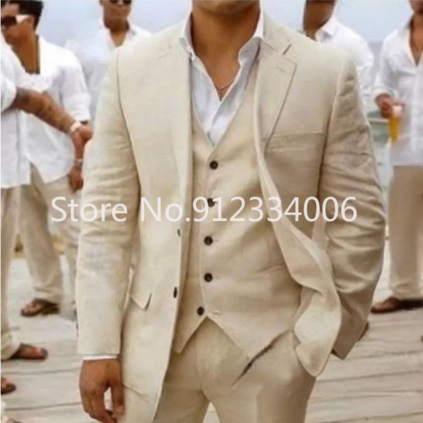 Ternos masculinos, blazers, ternos masculinos, linho, bege, praia, casamento, para homens, casual, homem, blazer, personalizado, smoking, jaqueta, conjunto de calças masculinas, 230724