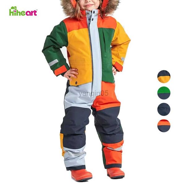 Piumino Hiheart Tuta da sci per bambini Tuta Tuta da snowboard Inverno Caldo Antivento Impermeabile Abbigliamento da sci Abbigliamento sportivo da esterno Patchwork HKD230725