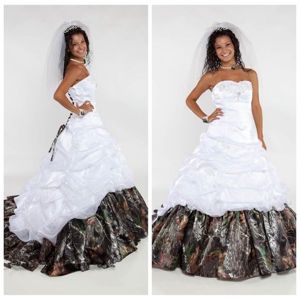 Principessa Sweetheart Pizzo Camo A-Line Abiti da sposa Perline Paillettes Real Tree Camouflage Abiti da sposa Fasciatura Indietro Custom Plus Si3075