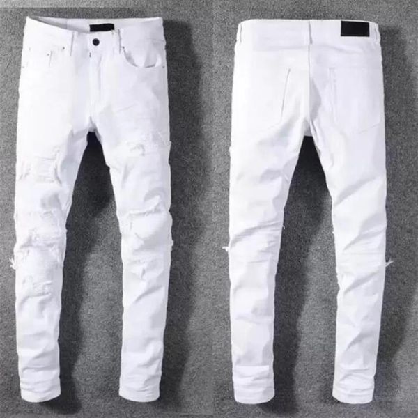 Luxurys Designer Mens Jeans Famous Dasual Design Slim-leg White Embroidery Snake Pantaloni estivi da motociclista Pantaloni a matita Taglia 29-40242L