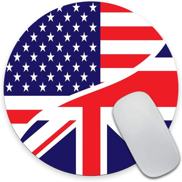 Американский флаг США и Union Jack British Flag Mouse Pad Custom Mouse Pad Настраиваемая круглая не скользящая резиновая мышца 7,9 дюйма