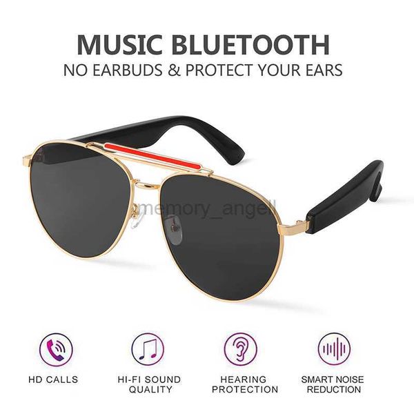 Óculos inteligentes Mais novos fones de ouvido Bluetooth Óculos inteligentes Lentes de prescrição substituíveis Call Music Anti Blue Light Óculos com óculos esportivos HKD230725