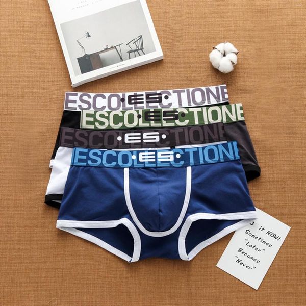 Подставки для мужского боксера Бруки с низкой талией сексуальные хлопковые воздухопроницаемые упругие трехмерные мешочки удобные молодежные шорты