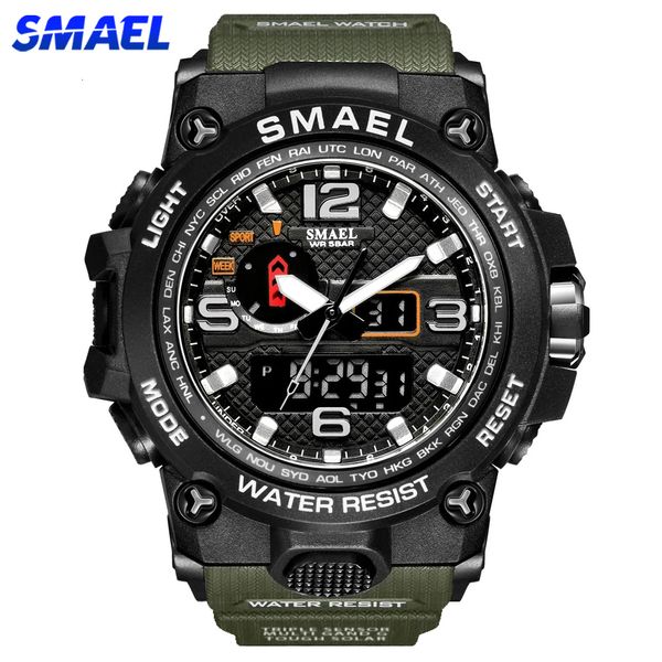 Relógios de pulso SMAEL marca masculino relógios esportivos display duplo analógico digital LED quartzo relógio militar à prova d'água natação 230724
