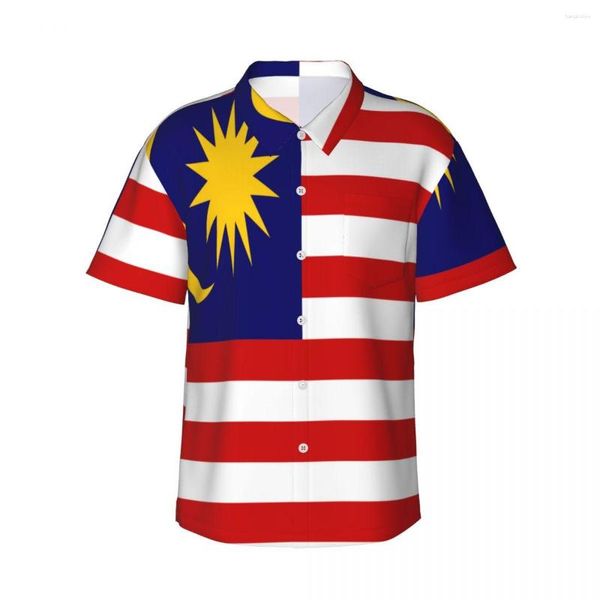 Männer Casual Hemden Hemd Flagge Von Malaysia Kurzarm Sommer Männer Umlegekragen Taste Kleidung