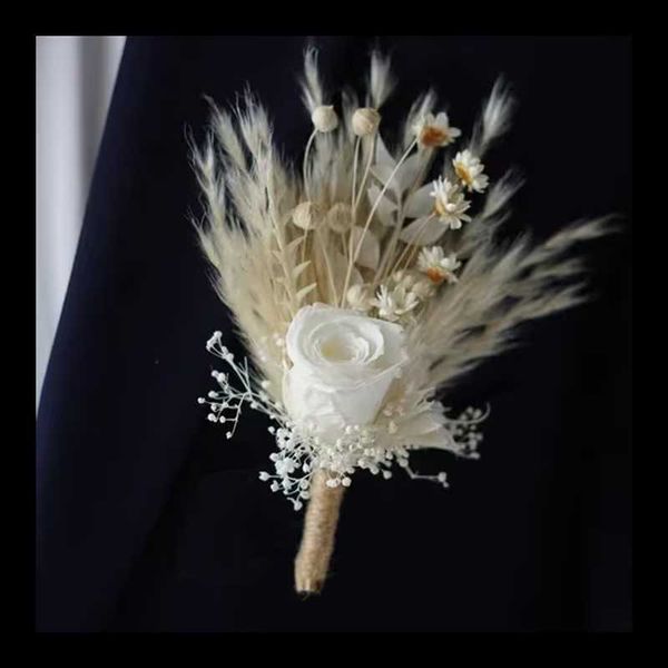 Getrocknete Blumen, getrocknete Blumen, Boutonniere, Corsage, Mini-Blumenstrauß, Boutonnieres, Hochzeit, Trauzeugen, Knopflöcher, Gras, Brautjungfernblume, R230725