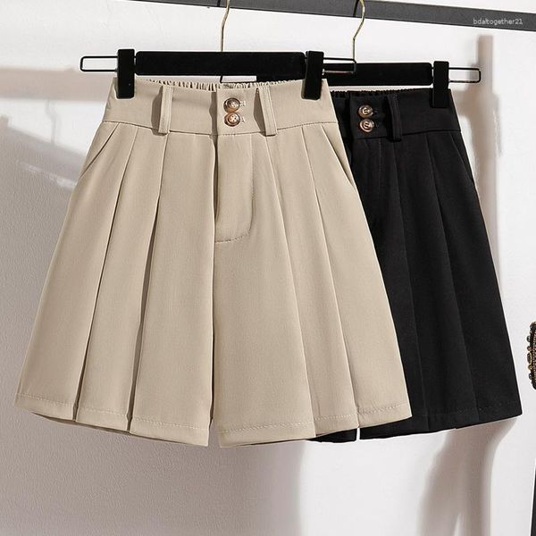 Frauen Shorts SURMIITRO S-5XL Plus Größe Anzug Frauen 2023 Sommer Koreanische Mode Lässig Breites Bein Hohe Taille Plissiert Kurze Hosen weibliche