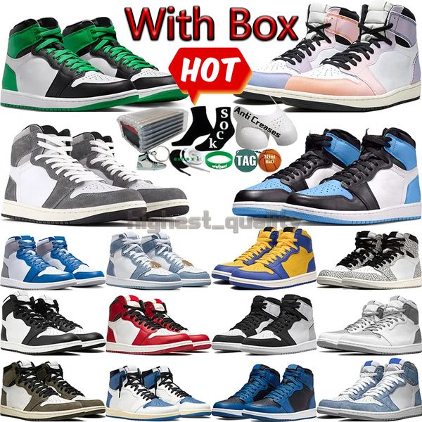 Mit Box High Männer Basketballschuhe für Frauen Skyline Mocha Lucky Green Gorge University Blue Ture UNC Toe Bred Schwarz Weiß Chicago Herren Damen Trainer Sport Sneakers