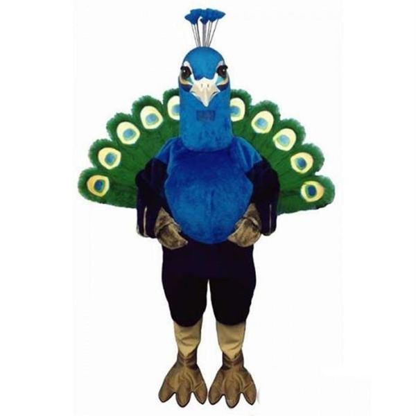 Traje de mascote de pavão azul de alta qualidade Halloween Natal fantasia festa personagem de desenho animado roupa terno adulto feminino vestido masculino Carni1963