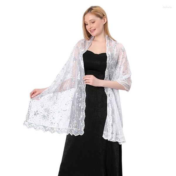 Bufandas Chal nupcial Dama de honor Mujeres Squin Moon And Star Shawls Wraps para vestidos de noche Boda DXAA