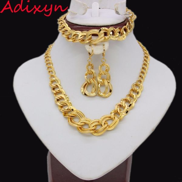 Conjuntos de joias de casamento Adixyn Conjunto de joias de casamento etíope Colar/brincos/pulseira de ouro Jóias africanas/eritreias/indianas Presentes femininos 230725