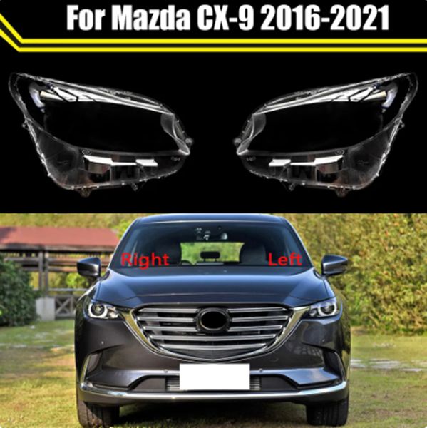 Auto Scheinwerfer Abdeckung Für Mazda CX-9 2016-2021 Auto Scheinwerfer Kappen Lampenschirm Lampcover Kopf Lampe Licht Abdeckungen Glas objektiv Shell