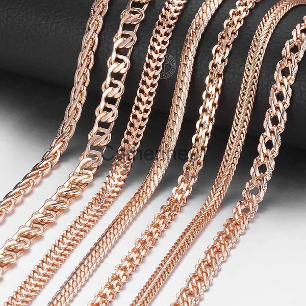 Anhänger Halsketten Vintage Halskette Für Frauen Männer 585 Rose Gold Farbe Venitian Bordstein Schnecke Fuchsschwanz Link Ketten Halsketten Mode Schmuck 5060 cm CNN1 J230725