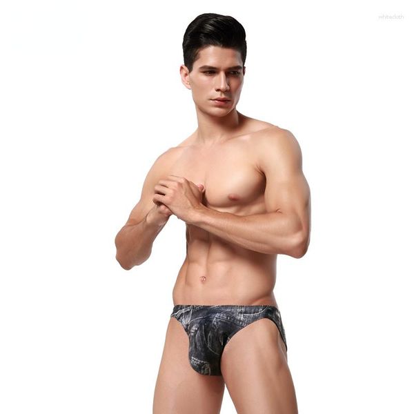 Cuecas masculinas de cintura baixa cuecas masculinas jovens personalizados estampados shorts U bolsa alta garfo esporte gay calcinha sexy