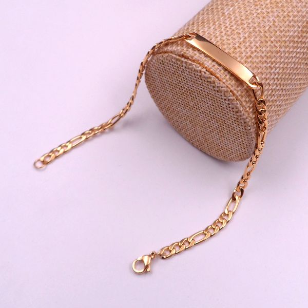 10pcs sottile ID braccialetto Figaro catena di collegamento in acciaio inossidabile braccialetto gioielli argento/oro per le donne uomini regali 4.5mm 8.66''