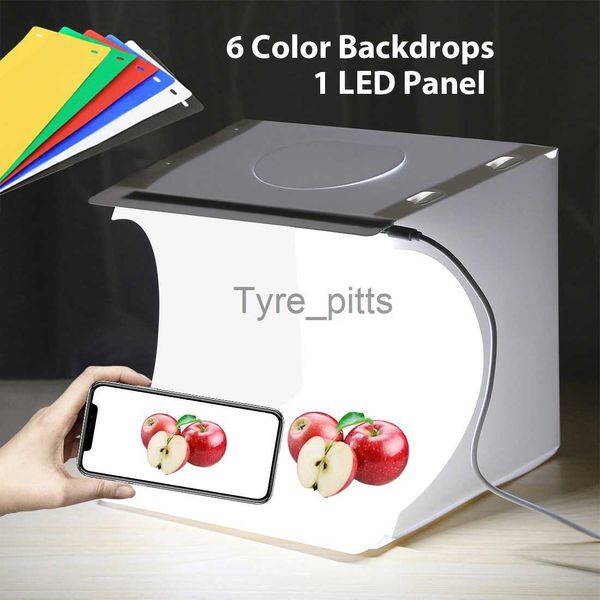 Flaş difüzörleri mini katlanır ışık kutusu 20 cm 1 LED fotoğraf stüdyo kutusu fotoğraf kutusu ışık stüdyosu çadır kutusu kiti 6 renk arka planları. x0724 x0724