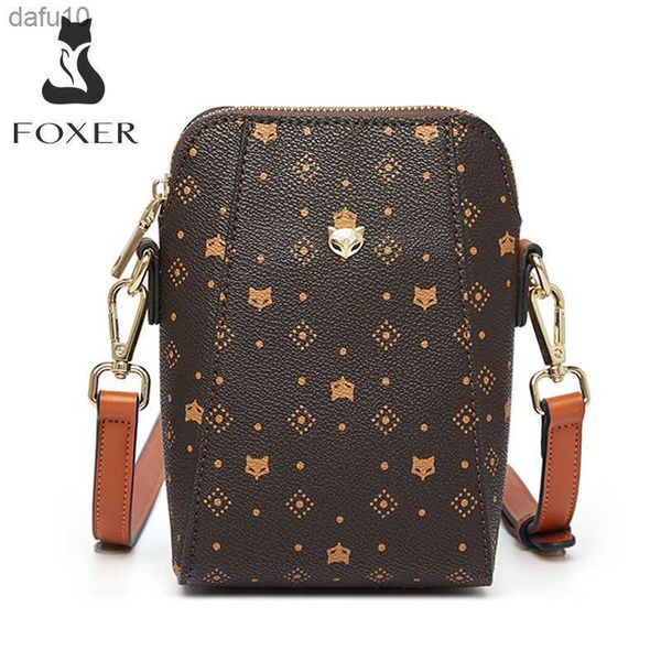 Foxer Vegan Leather Animal Prints Girls Plound Crossbody Bag Vintage Messenger Bag Women Travel Pvc Mini Mini Mini Mini Mini Sag L230704