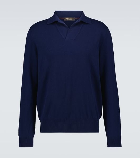 Polo da uomo firmata Loro Piana Polo in cashmere blu scuro Moda autunno e inverno