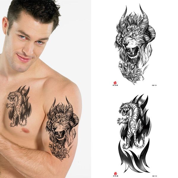 Animal Tigre DragãoTatuagens Temporárias Raposa Lobo Águia Etiqueta Tatuagem Falsa Coruja Flor Tatuagem Corpo Braçadeiras Masculinas Tatuajes Temporais