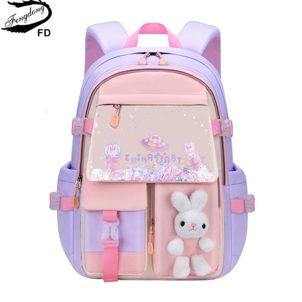 Школьные сумки Fengdong для маленьких девочек, сумка для начальной школы, милые рюкзаки для детей, ранец, каваи, сумка для книг, детский школьный рюкзак, оптовая продажа, сумки 230725
