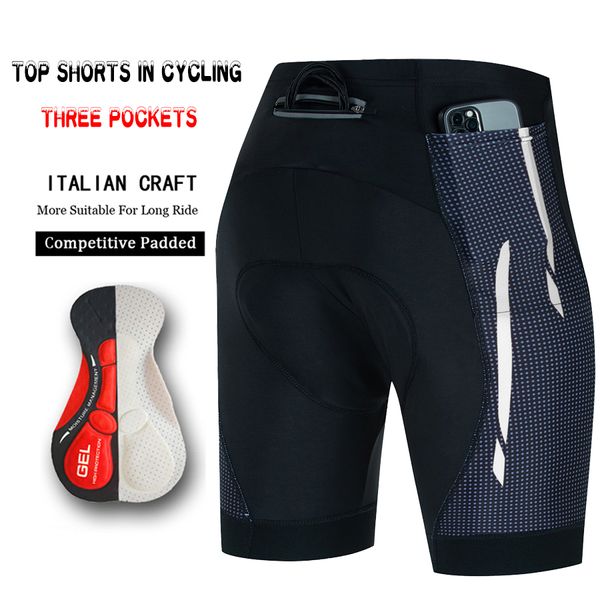 Pantaloncini Corti da Ciclismo Uomo 3 Tasche Equipaggiamento Bici da Strada Pro Divisa Sportiva Uomo Culotte Uomo Pantaloni Gel Abbigliamento Lycra Mtb