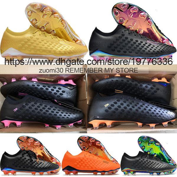 Enviar com bolsa Botas de futebol de qualidade Phantoms Ultra Venom FG Sapatos flexíveis de couro macio para homens Preto Rosa Laranja Verde Ouro Treinamento Confortável Chuteiras de futebol