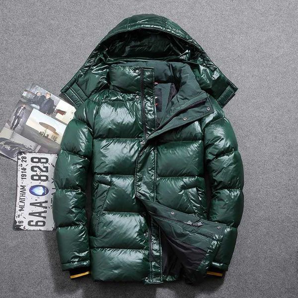 Women's Down Parkas Men's Youth Thick Down Jacket 300g Down Casual Fashion Solid Color Winter Jacket Hooded Cold-proof Coat Green Fashionable and Si HKD230725