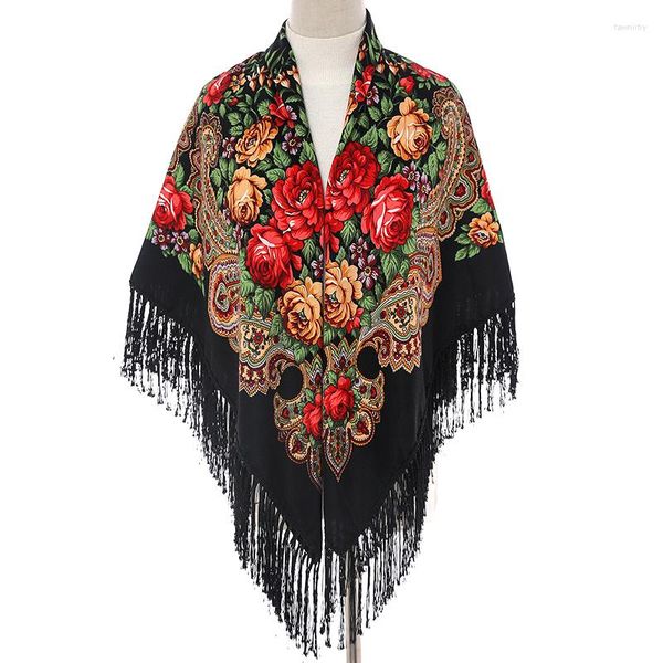 Шарфы 51 дюймовый дизайнер роскошные квадратные платки зимние шарф женщина бабушка ретро бахнана бандана черная одеяло хиджаб пончо пончо