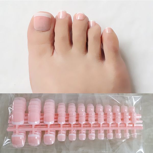 Unhas postiças 10 peças/lote nu rosa natural cobertura completa curto pé francês unhas postiças Pontas de unhas feitas à mão unhas falsas ovais falsas Ferramenta de salão de arte 230724