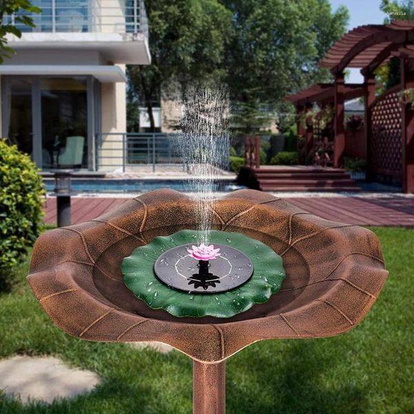 Decorazioni da giardino 2023 Pompa per fontana solare Avvolgimento foglia di loto Galleggiante 1W Acqua con ugelli per la decorazione della piscina dello stagno del bagno degli uccelli