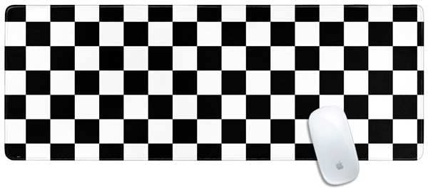 Scacchiera Design a scacchi bianco e nero 31,5 x 11,8 Tappetino per mouse da gioco grande con bordi cuciti Tappetino per tastiera Tappetino per scrivania Home