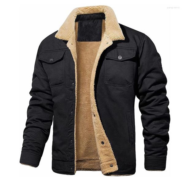Männer Jacken 2023 Herbst Warme Dicke Jacke Mode Mantel Casual Solide Tasche Straße Tragen Brust Kleidung Armee Grün