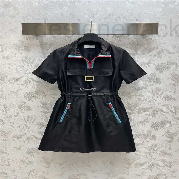 Abiti da passerella Designer Donna Camicie eleganti Parka con lettere Cerniera Ragazze Nylon Milan Jersey Canotta A-line Manica corta Abbigliamento di fascia alta CT5R