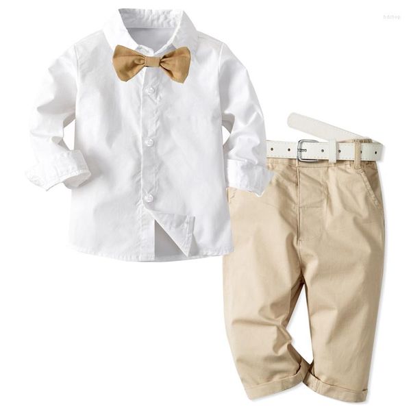 Kleidungssets Babykleidung Kleinkind Kinder Outfits 1 bis 6 Jahre Junge Kleid Baumwolle Langarm Dot Shirt Hose Gürtel 3 Stück für Herbst Frühling