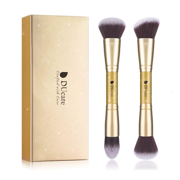 Ferramentas de Maquiagem DUcare 2 Pçs Pincéis de Maquiagem Duo End Face Brush Para Base Pó Buffer e Contorno Sombra Cosmética Sintética Ferramentas de Maquiagem 230724