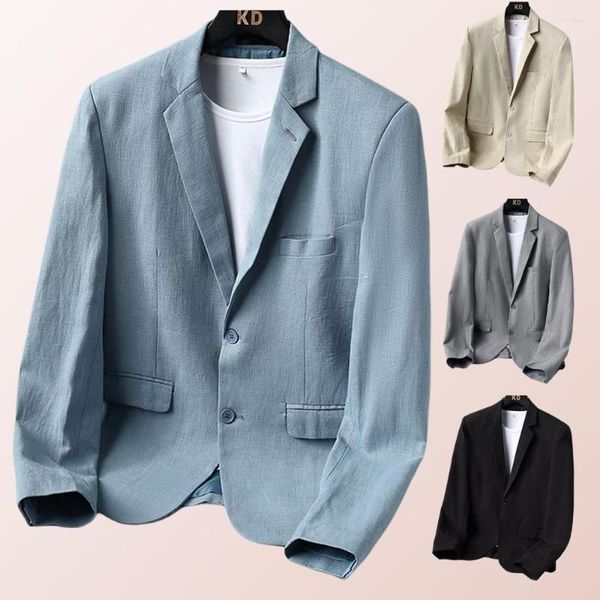 Ternos masculinos tamanhos grandes M-6XL Linho Casual Blazer Slim Fit Jaqueta Adequado para Primavera e Outono Forro de Poliéster