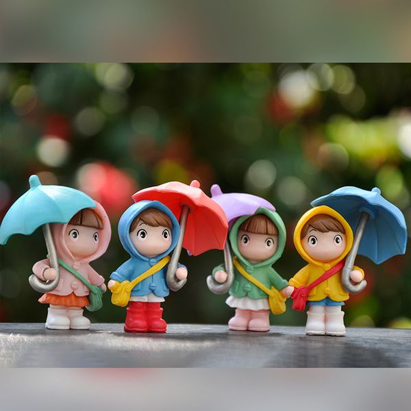 Objetos decorativos estatuetas bonito capa de chuva guarda-chuva menino menina boneca pequeno enfeite desktop decoração acessórios presente brinquedos para crianças micro paisagem 230725