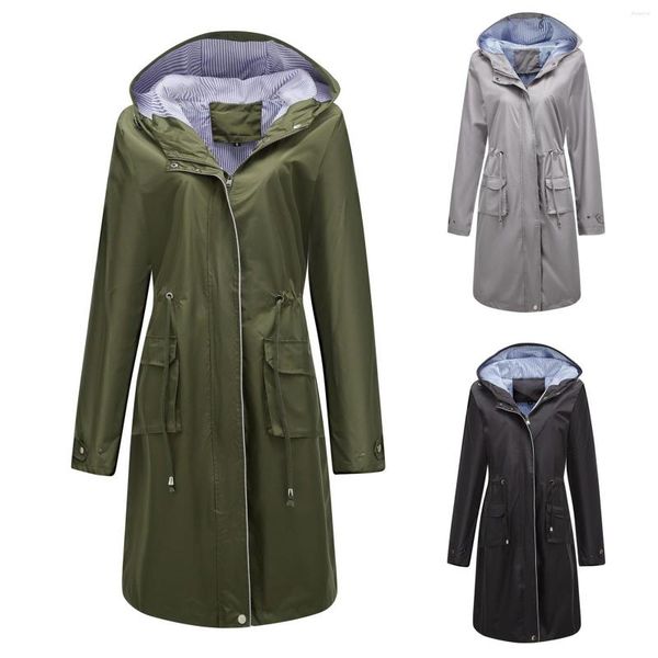 Damen-Trenchcoats, leichte Regenjacke, wasserdicht, aktiver Outdoor-Regenmantel mit Kapuze, leicht, für Mädchen