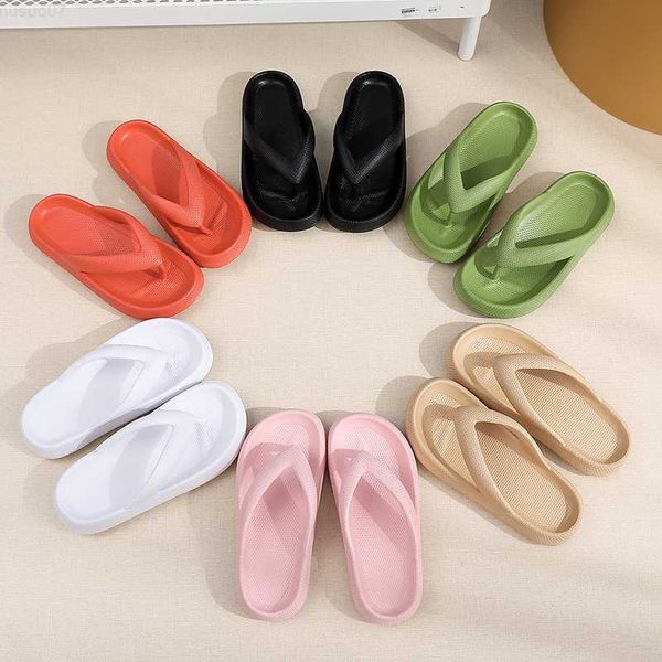 Hausschuhe Flip Flops Großhandel Sommer Tanga Hausschuhe Outdoor Strand Sandalen EVA Casual Flache Plattform Bequeme Schuhe Frauen Paar Dicke Sohlen L230725