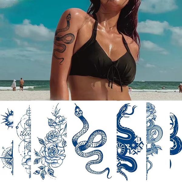 Соки чернила татуировки змеи дракон водонепроницаемый временная тату
