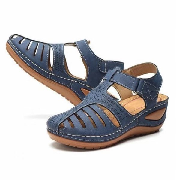 2023 sandálias estilo romano salto de cunha cor sólida sandálias de dedo do pé redondo grande para mulheres moda luxo sapatos de verão preto cinza