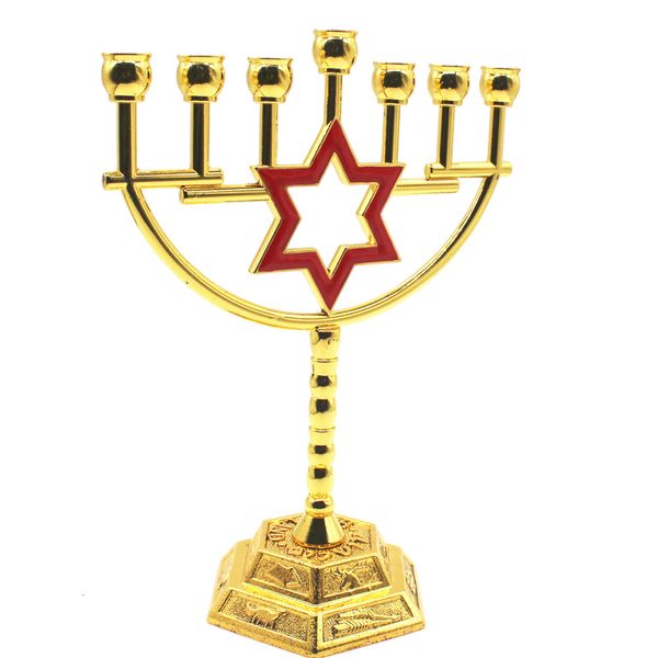 Other Home Garden David Star Menorah Decoration Je 7 Branch Hanukkah Gold Color Liga Judaísmo Utensílios de Igreja Candelabros 230725