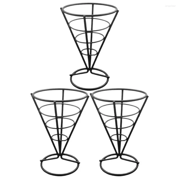 Set di stoviglie 3 pezzi Porta snack a cono Posate in acciaio inossidabile Cestino da portata Espositore per antipasti Espositore per patatine fritte Tazze