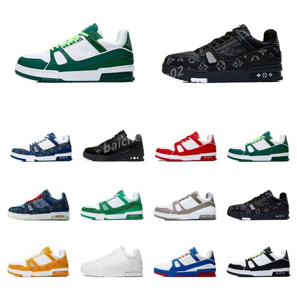 2023 Designer Trainer Sneakers Freizeitschuhe Herren Virgils x 1 Low weißes Logo geprägt rot grün blau Denim Royal Red Canvas Schwarz Luxus Männer Frauen Plateau Sneakers B2