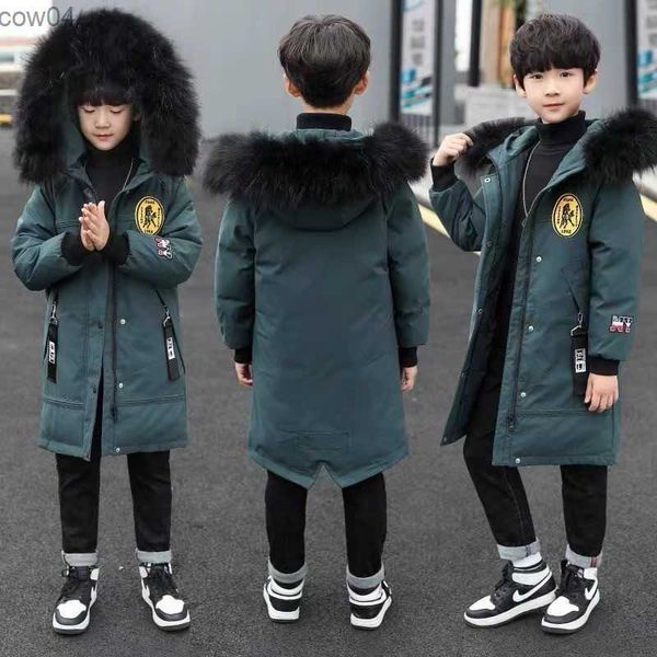 2022 Bonito Inverno Crianças Casaco de Algodão Meninos Meninas Parka Casacos Snowsuit Adolescente Engrossar Jaquetas Longas Roupas Infantis Outerwear L230625