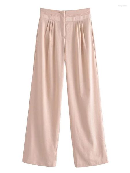 Женские брюки милая леди 2023 модные розовые длинные девушки с высокой талией брюки для шнурки Женщины летние повседневная длина пола