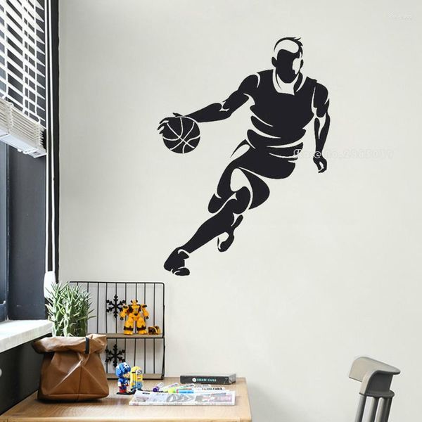 Adesivi murali Giochi sportivi Giocatore Decal Palla Pallacanestro Ragazzo Adesivo Murale Amanti Ragazzi Camera Design Home Decor LL738