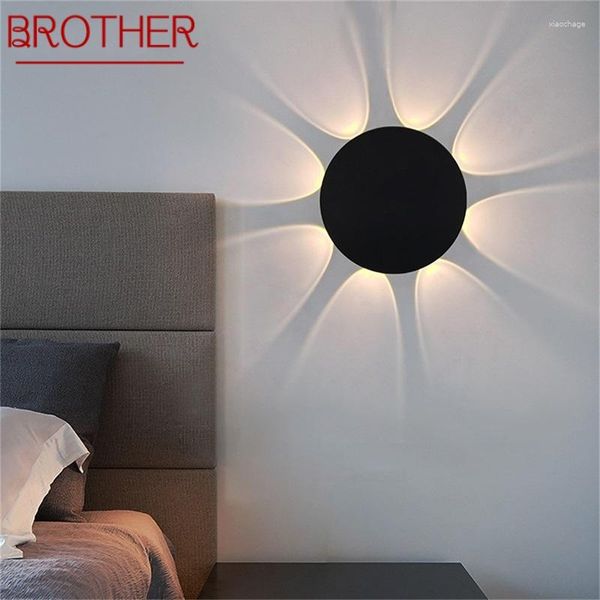 Lampada da parete BROTHER Black Applique Lampade rotonde contemporanee per la decorazione del soggiorno di interni domestici